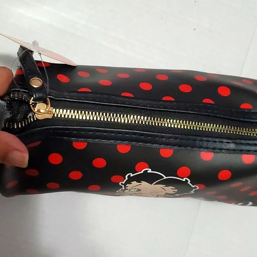 Sexy Betty Boop Black & Red Polka Dot Cosmetic Travel Bag